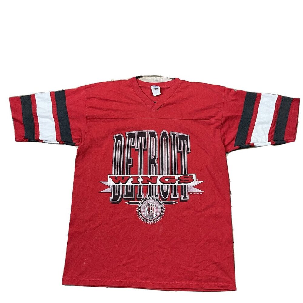 VTG 90s Detroit Red Wings Shirt Logo 7 USA Made NHL Jersey Style Tee L